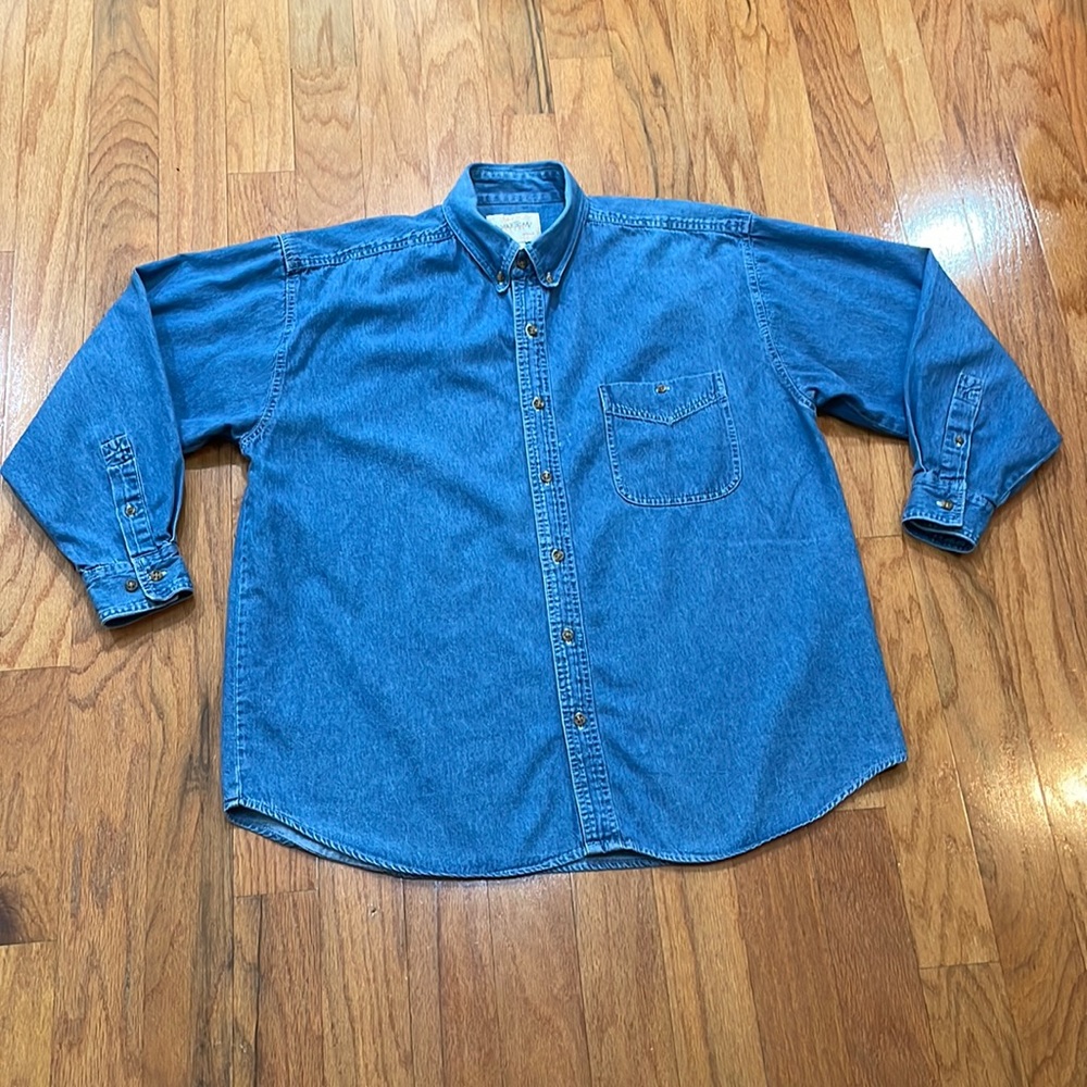American Glory 100% Cotton Button Down Long Sleeve Size XL Very Soft Blue Collar